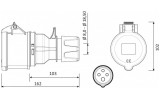 Розетка силова переносна 3P+PE 32А 380В IP44, Bemis зображення 2 (габаритні розміри)