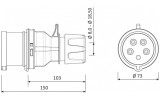 Вилка силовая переносная 3P+N+PE 32А 380В IP44, Bemis изображение 2 (габаритные размеры)