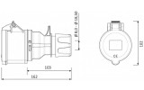 Розетка силовая переносная 3P+N+PE 32А 380В IP44, Bemis изображение 2 (габаритные размеры)