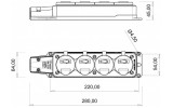 Розетка с заземлением настенная четырехместная (каучук) 16А IP54 черная, Bemis изображение 2 (габаритные размеры)