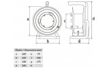 Катушка переносная без провода (ПВС 3×1,5мм² до 25м) с 4 розетками 16А IP44 металлическая, Bemis изображение 2 (габаритные размеры)