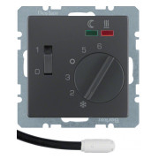 Термостат для підлоги з датчиком 16А/250В Q.x антрацит, Berker міні-фото