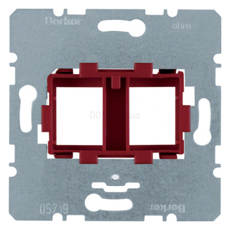 Опорна пластина для модульних роз'ємів з червоною вставкою 2-кратна, Berker (454101) фото