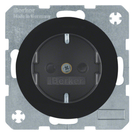 Розетка с з/к и защитой контактов 16А/250В R.x черная, Berker (47232045) фото