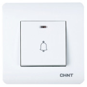 Выключатель дверного звонка с LED-подсветкой 10А 250В NEW3 белый, CHINT мини-фото