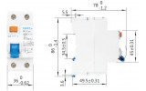 Габаритні розміри двополюсних диференційних вимикачів (ПЗВ) CHINT NL1-63 зображення