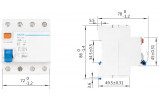 Габаритные размеры четырехполюсных дифференциальных выключателей (УЗО) CHINT NL1-63 изображение
