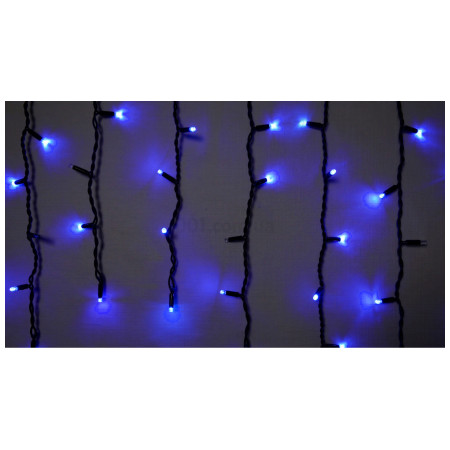 Гірлянда світлодіодна зовнішня ICICLE 75 LED 2×0,7м 18 flash синій/чорний IP44 EN, Delux (90012958) фото