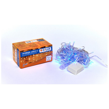 Гирлянда светодиодная внутренняя ICICLE С 75 LED бахрома 2×0,7м синий/прозрачный IP20, Delux (90017984) фото