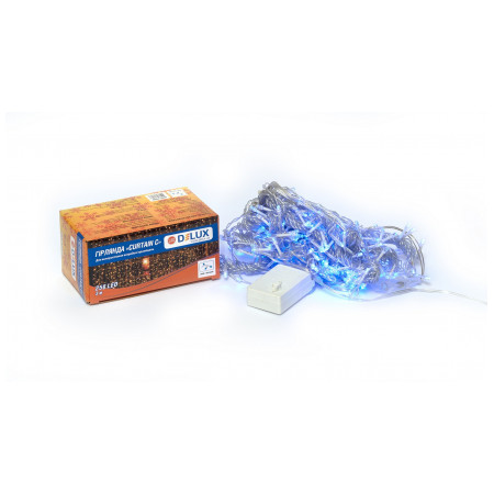 Гирлянда светодиодная внутренняя CURTAIN С 256 LED 3×2м синий/прозрачный IP20, Delux (90017996) фото