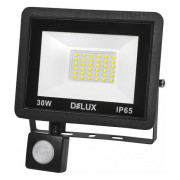 Прожектор светодиодный 30Вт с датчиком движения 6500K IP65 черный FMI 11 S LED, Delux мини-фото
