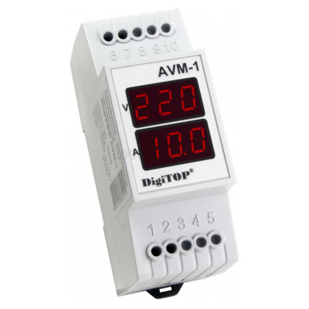 Амперметр-вольтметр цифровий AVM-1 1-63А 40-400B AC, DigiTOP фото