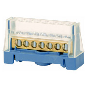 Шина нулевая изолированная 7 отверстий (5×5,3 мм + 2×6 мм) корпус синий, DKC мини-фото