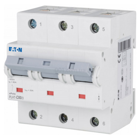 Автоматичний вимикач PLHT-C80/3 3P 80А х-ка C 25кА, Eaton (Moeller) (248039) фото