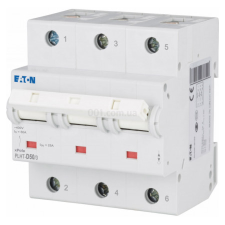 Автоматичний вимикач PLHT-D50/3 3P 50А х-ка D 25кА, Eaton (Moeller) (248046) фото