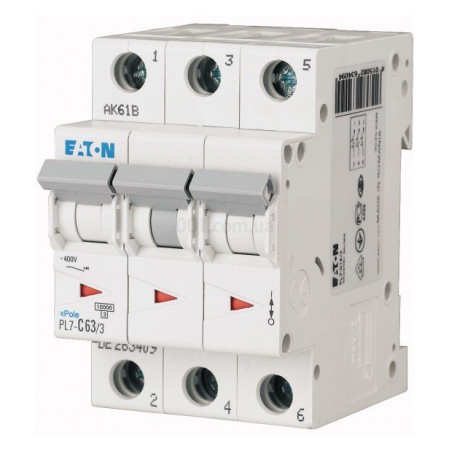 Автоматичний вимикач PL7-C63/3 3P 63 А х-ка C, Eaton (Moeller) (263415) фото