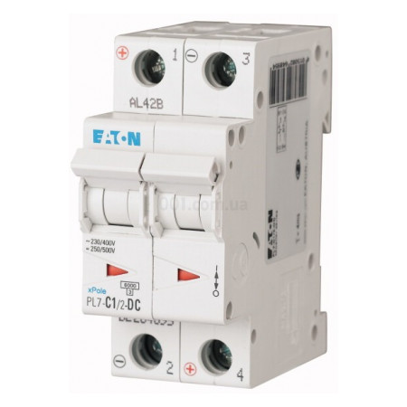 Автоматичний вимикач PL7-C1/2-DC 2P 1А х-ка C 10кА, Eaton (Moeller) (264895) фото