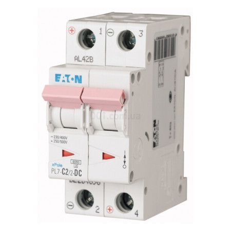 Автоматичний вимикач PL7-C2/2-DC 2P 2А х-ка C 10кА, Eaton (Moeller) (264896) фото