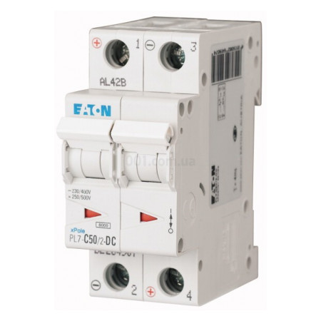 Автоматичний вимикач PL7-C50/2-DC 2P 50А х-ка C 10кА, Eaton (Moeller) (264907) фото