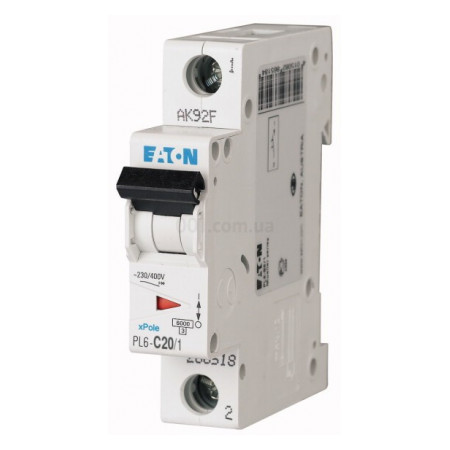 Автоматичний вимикач PL6-C20/1 1P 20 А х-ка C, Eaton (Moeller) (286534) фото