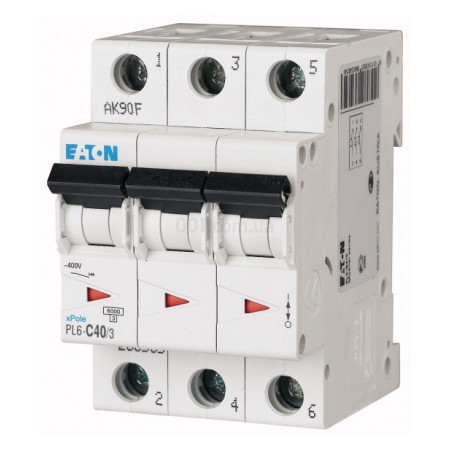 Автоматичний вимикач PL6-C40/3 3P 40 А х-ка C, Eaton (Moeller) (286605) фото