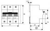 Автоматический выключатель PLHT-D80/3 3P 80А х-ка D 25кА, Eaton (Moeller) изображение 4 (габаритные размеры)