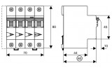 Дифференциальный автомат mRB6-16/3N/C/003-A 4P 16А 30мА характеристика C тип A, Eaton изображение 4 (габаритные размеры)