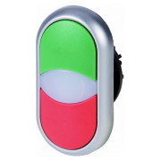 Головка двойной кнопки с самовозвратом и подсветкой красная/зеленая M22-DDL-GR, Eaton мини-фото