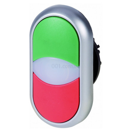 Головка двойной кнопки с самовозвратом и подсветкой красная/зеленая M22-DDL-GR, Eaton (216698) фото