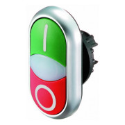 Головка двойной кнопки I/0 с самовозвратом и подсветкой красная/зеленая M22-DDL-GR-X1/X0, Eaton мини-фото