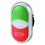Головка подвійної кнопки START/STOP з самоповерненням і підсвічуванням червона/зелена M22-DDL-GR-GB1/GB0, Eaton міні-фото