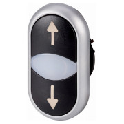 Головка подвійної кнопки ВГОРУ/ВНИЗ з самоповерненням і підсвічуванням чорна/біла M22-DDL-S-X7/X7, Eaton міні-фото
