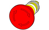 Головка аварійної кнопки (повернення поворотом) червона M22-PVT45P, Eaton зображення 2 (схема)