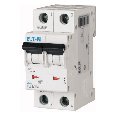 Автоматичний вимикач PL6-D10/2 2P 10 А х-ка D, Eaton (Moeller) (286577) фото