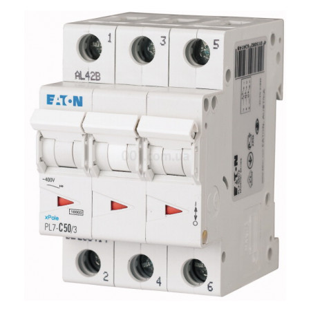Автоматичний вимикач PL7-C50/3 3P 50 А х-ка C, Eaton (Moeller) (263414) фото