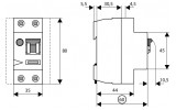 Габаритные размеры двухполюсного устройства защитного отключения (УЗО) PF7 Eaton (Moeller) изображение