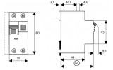 Габаритні розміри двополюсного (1+N) диференційного автомату PFL4 / PFL6 Eaton (Moeller) зображення