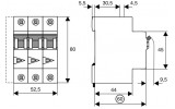 Габаритные размеры трехполюсного автоматического выключателя PL7 Eaton (Moeller) изображение