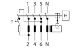 Электрическая схема четырехполюсного устройства защитного отключения (УЗО) PF4 / PF6 Eaton (Moeller) изображение