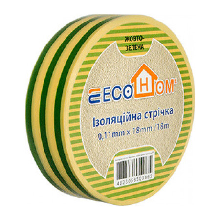 Изолента ECO 0,11×18 мм желто-зеленая 18 метров, ECOHOME (ECO0150020018) фото