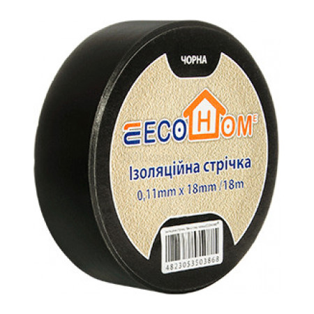 Изолента ECO 0,11×18 мм черная 18 метров, ECOHOME (ECO0150020020) фото