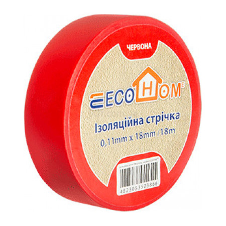 Изолента ECO 0,11×18 мм красная 18 метров, ECOHOME (ECO0150020022) фото