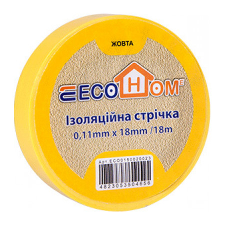 Изолента ECO 0,11×18 мм желтая 18 метров, ECOHOME (ECO0150020023) фото