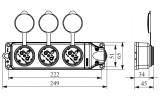 Розетка тройная 2P+PE с крышками, EMAS изображение 2 (габаритные размеры)