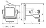 Корпус стационарный пустой с пластиковым фиксатором, прямой ввод (5 контактов), EMAS изображение 2 (габаритные размеры)