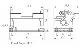 Корпус стационарный с вилкой и 2-роликовым фиксатором, шкафной ввод (6 контактов), EMAS изображение 2 (габаритные размеры)