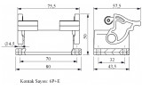 Корпус стаціонарний порожній з 2-роликовим фіксатором, шкафне введення (6 контактів), EMAS зображення 2 (габаритні розміри)