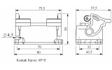 Корпус стаціонарний з розеткою і 2-роликовим фіксатором, шкафне введення (6 контактів), EMAS зображення 2 (габаритні розміри)