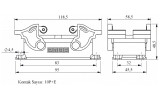 Корпус стационарный с розеткой и 4-роликовым фиксатором, монтаж на перегородке, нижний ввод (10 контактов), EMAS изображение 2 (габаритные размеры)