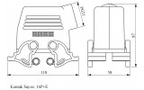 Корпус стационарный пустой с 4-роликовым фиксатором, 1 боковой ввод (16 контактов), EMAS изображение 2 (габаритные размеры)